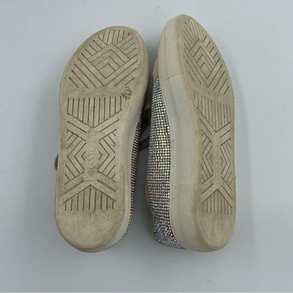 Gianni Bini Zennaa Rhinestone Embellished Blush Pink Suede Lace Up Sneakers - Picture 5 of 5